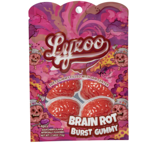 LYZOO BRAIN ROT SOUR CHERRY GUMMY CANDY 72G 1CT