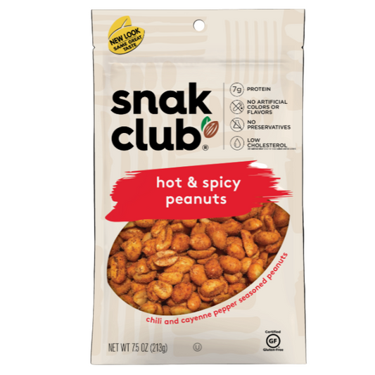 SNAK CLUB HOT & SPICY PEANUTS 7.5OZ 1CT