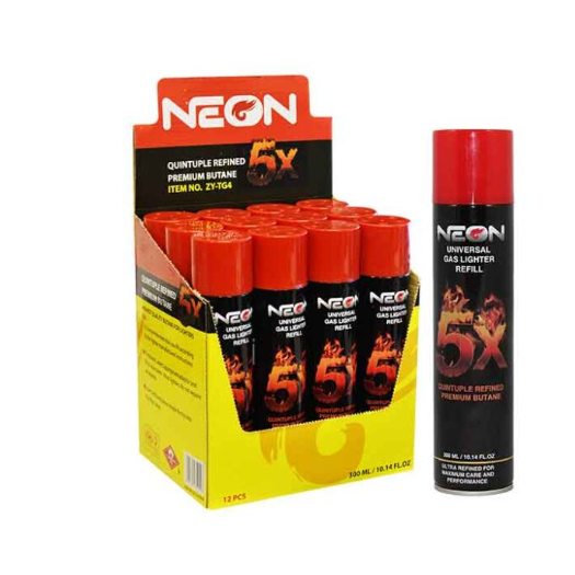 BUTANE NEON BLK/RED 5X 300ML 12PK