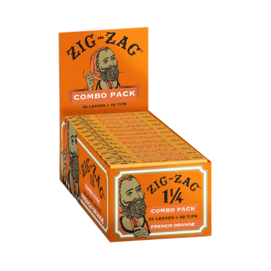 ZIG ZAG PAPERS COMBO 32 LEAVES+ 32 TIPS 1 1/4  ORANGE