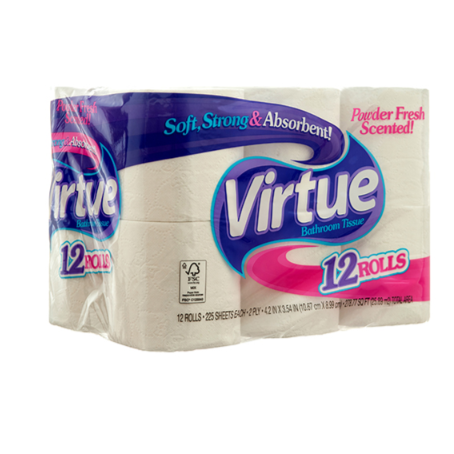 BATHROOM TISSUE VIRTUE FRESH SCENTED 12PK 4CT