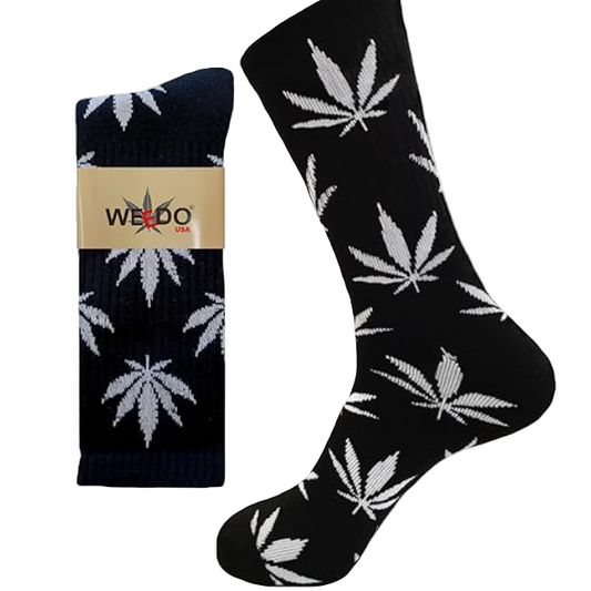 SOCKS WEEDO LONG BLK/WHITE 12PK