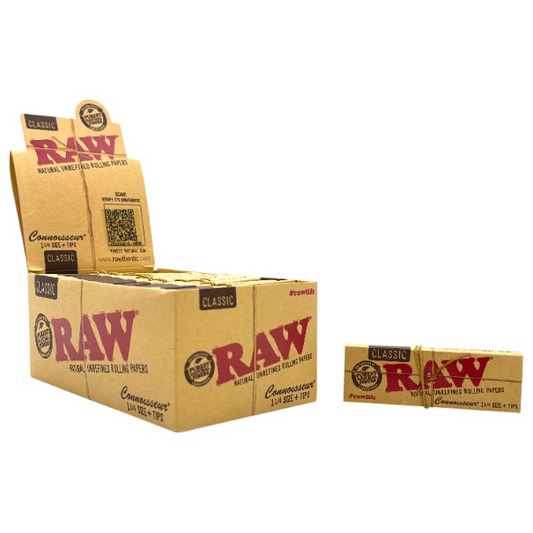 RAW PAPER CONNOISSEUR 1 1/4 SIZE TIPS 24CT
