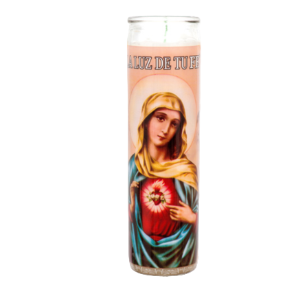CANDLE SAGRADO CORAZON MARIA WHITE 8" 12PK