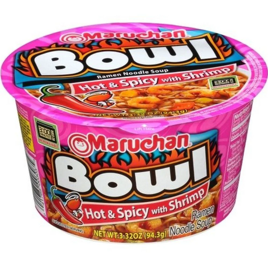 SOUP MARUCHAN HOT&SPICY SHRIMP BOWL 3.32OZ 6PK