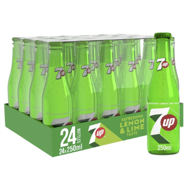 7UP GLASS BOTTLE 250ML 24PK 1CT