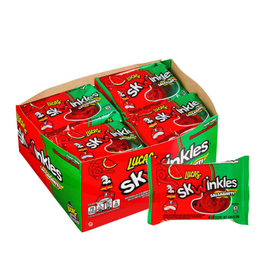 CANDY LUCAS SKWINKLES SALSAGHETI WATERMELON .85OZ 12PK