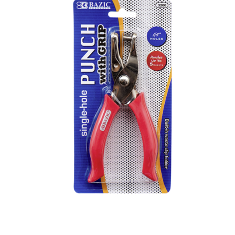 HOLE PUNCHER BAZIC W/GRIP 1CT