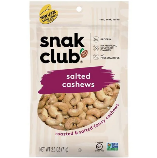 SNAK CLUB SALTED CASHEWS 2.5OZ 1CT