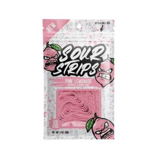 CANDY SOUR STRIPS PINK LEMONADE 3.40OZ 1CT