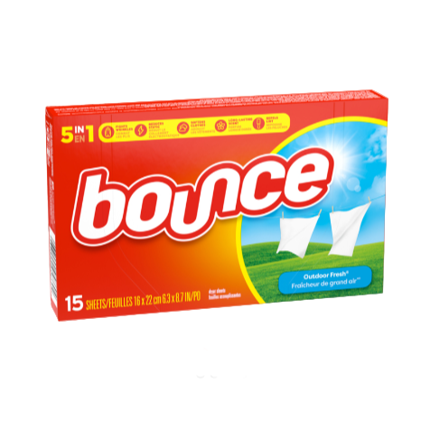 DRYER SHEET BOUNCE OUTDOOR FRESH 15PK 1CT