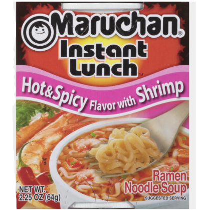 SOUP MARUCHAN HOT&SPICY SHRIMP CUP 2.25OZ 12PK