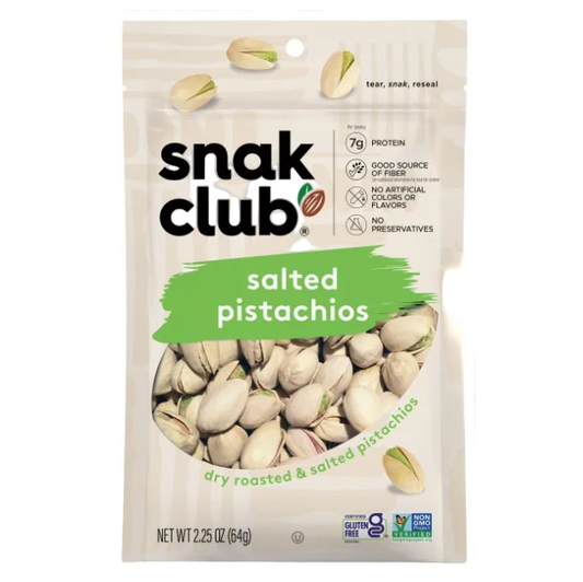 SNAK CLUB SALTED PISTACHIOS 2.25OZ 1CT