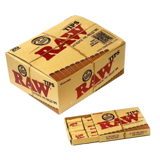 RAW TIPS PRE-ROLLED BROWN 20CT
