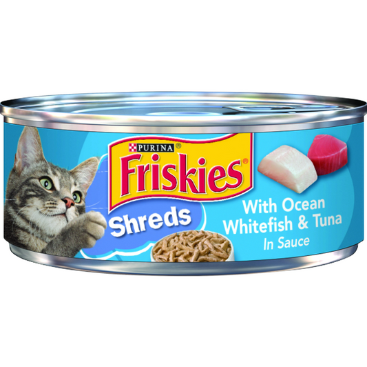CAT FOOD FRISKIES SHREDS OCEAN WHITEFISH&TUNA 5.5OZ