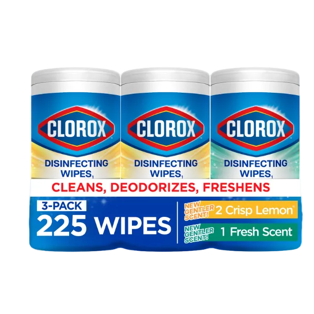 CLOROX DISINFECTING WIPES 225CTCRISP LEMON & FRESH SCENT 3PK