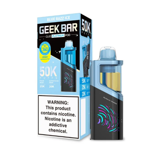 VAPE GEEK BAR CLIO PLATINUM POD BLUE RAZZ ICE 50K 5PK
