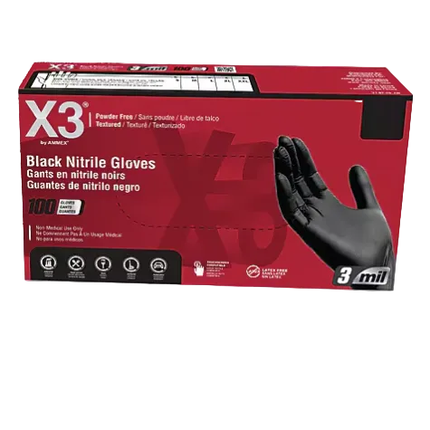 BLACK X3 NITRILE GLOVES(XL) 1000PK