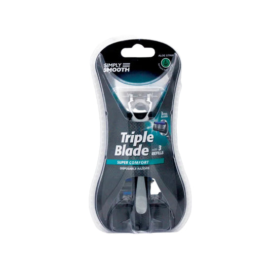 SIMPLY SMOOTH RAZORS FOR MEN 1 PK TRIPLE BLADE WITH 3 REFILLS 1CT