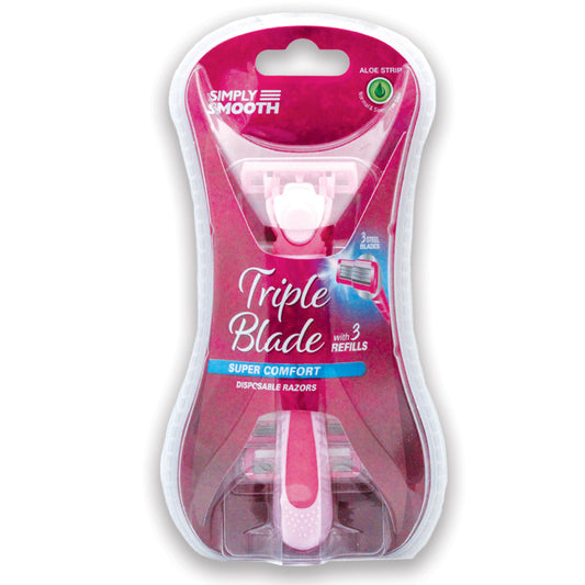 RAZORS FOR WOMEN SIMPLY SMOOTH 1 PK TRIPLE BLADE WITH 3 REFILLS