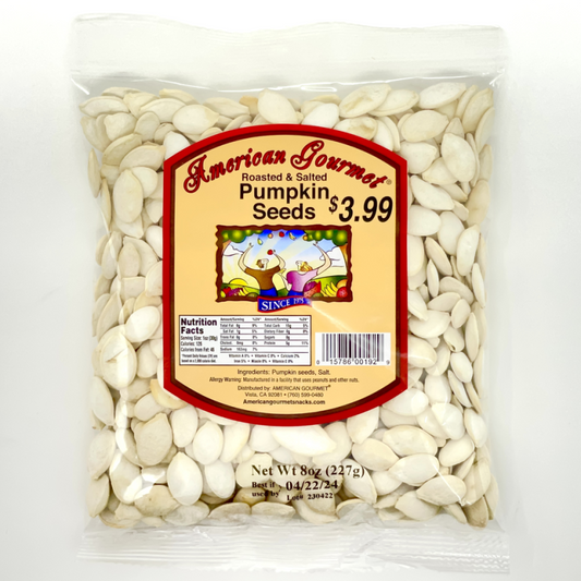 AMERICAN GOURMET WHITE SNOW (PUMPKIN SEEDS) $3.99 10OZ