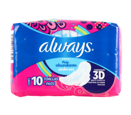 ALWAYS MAXI PAD SEDASEC W/WINGS 10 CT