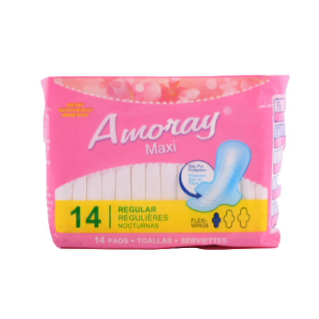 MAXI PAD AMORAY FLEXIWINGS PINK 14PK