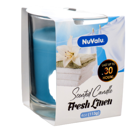 CANDLE NUVALU TUMBLER FRESH LINEN 4OZ