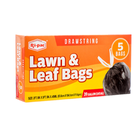 TRASHBAG RI-PAC DRAWSTRING BLK 5PK 39GAL