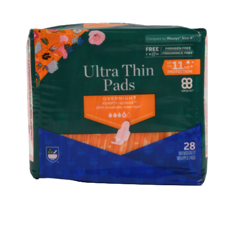 MAXI PAD ULTRA THIN ADAPTIWINGS NIGHT GREEN 28PK