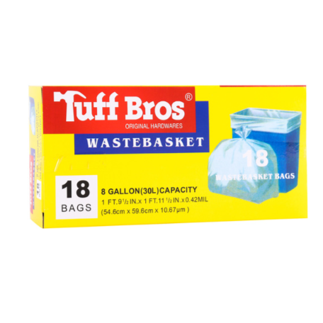 TRASHBAG TUFF BROS WASTEBASKET 18PK 8GAL