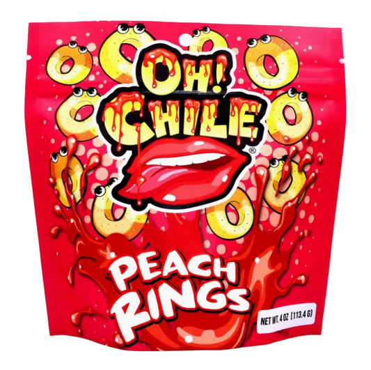 OH! CHILE PEACH RINGS PINK & YELLOW 3OZ 1CT