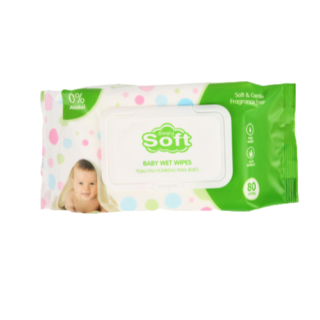 BABY WIPES SIMPLY SOFT GREEN 80PK 1CT