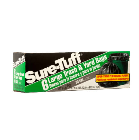 TRASHBAG SURE TUFF YARD 6PK 33GAL 1CT