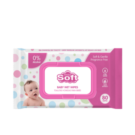 BABY WIPES SIMPLY SOFT PINK 80PK 1CT