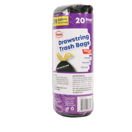 TRASHBAG RI-PAC DRAWSTRING 20PK 39GAL 1CT