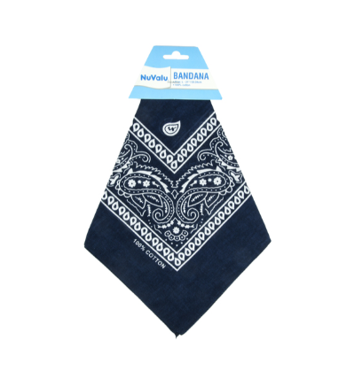 BANDANA NAVY BLUE 100% COTTON 21 X 21" 12PK