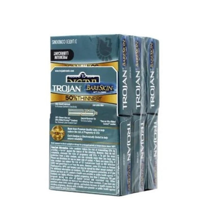CONDOM TROJAN BARE SKIN GRAY 6PK