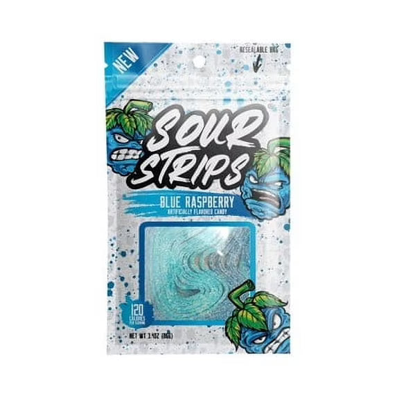 CANDY SOUR STRIPS BLUE RASPBERRY 3.40OZ 1CT