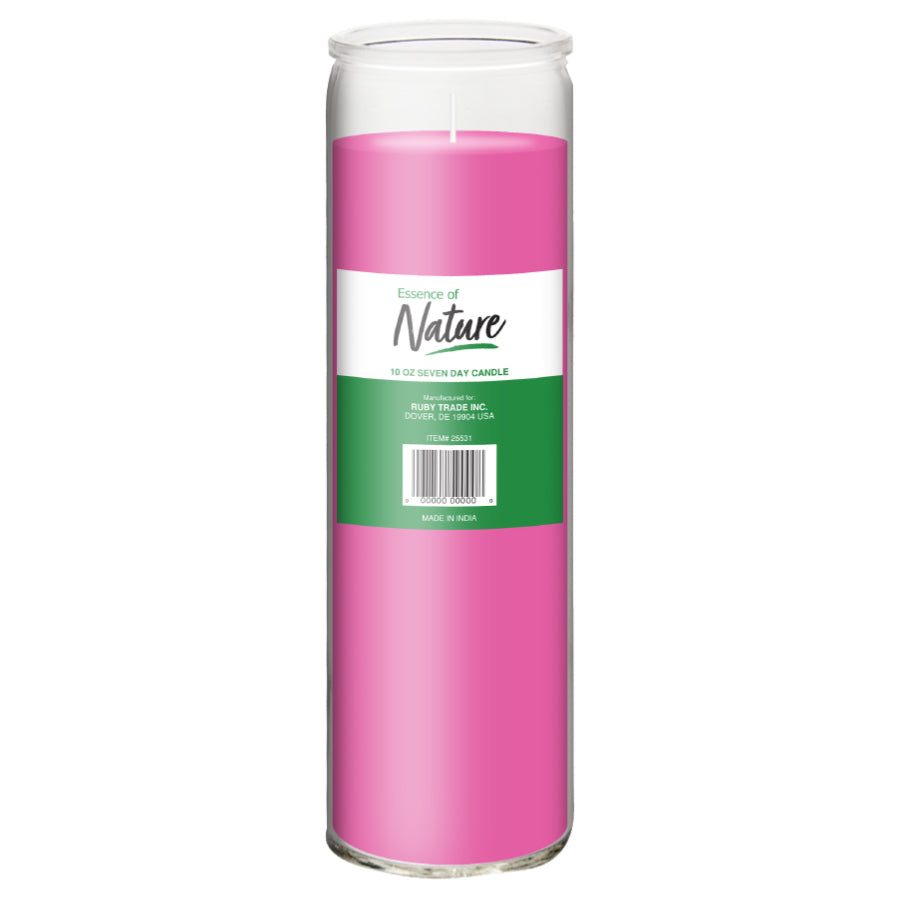 CANDLE ESSENCE OF NATURE 10OZ 7 DAY CANDLE PINK 12PK