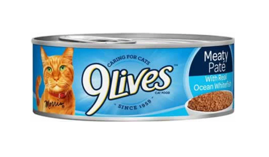 CAT FOOD 9LIVES MEATY PATE OCEAN WHITE FISH 5.5OZ