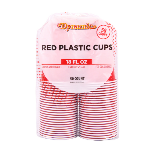 CUP PLASTIC 18OZ RED 50PK