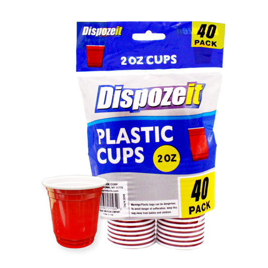 DISPOZEIT PLASTIC CUP 2OZ RED & WHITE 40PK 1CT