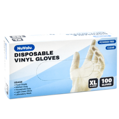 VINYL GLOVE DISPOSABLE 100CT SIZE XL 1CT
