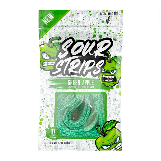CANDY SOUR STRIPS GREEN APPLE 3.40OZ 1CT
