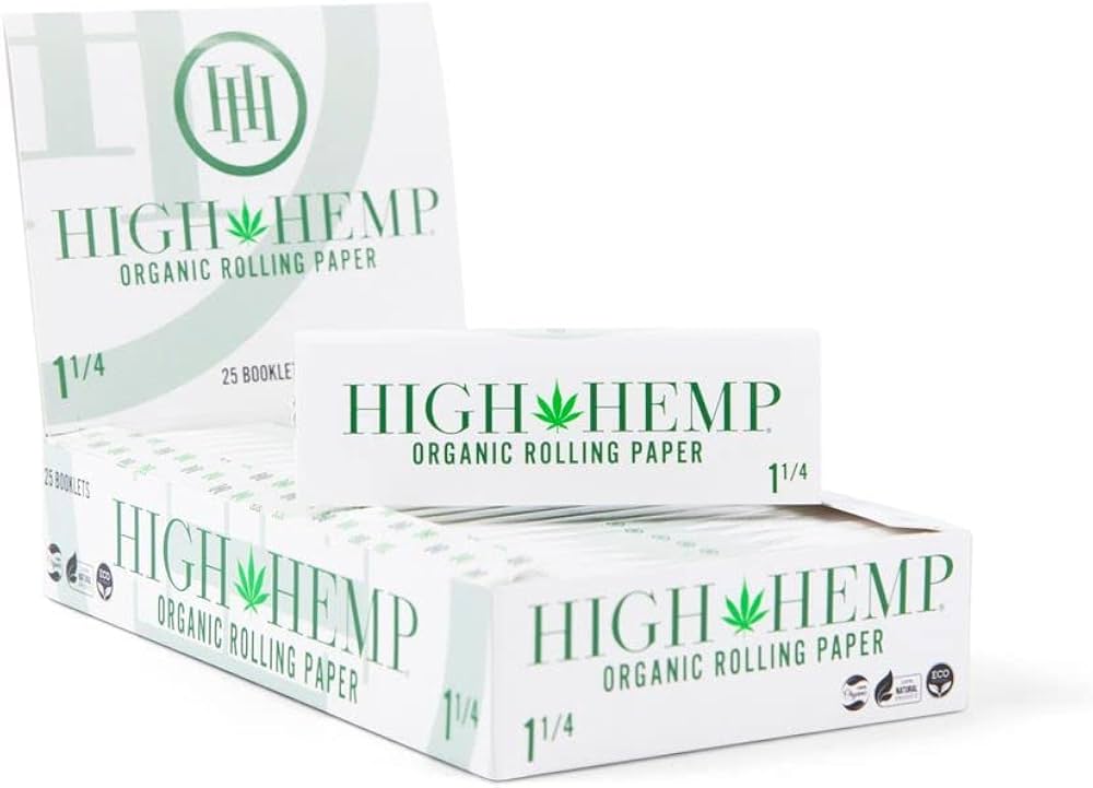 HIGH HEMP ORGANIC ROLLING PAPER WHITE 1-1/4 25CT