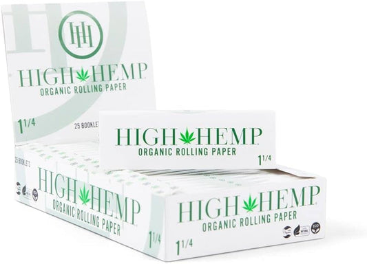 HIGH HEMP ORGANIC ROLLING PAPER WHITE 1-1/4 25CT