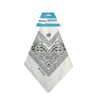 BANDANA WHITE 100% COTTON 21 X 21" 12PK