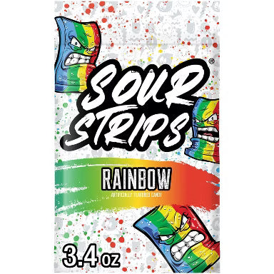 CANDY SOUR STRIPS RAINBOW 3.40OZ 1CT