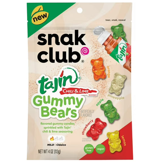 SNAK CLUB GUMMY BEARS CHILE LIME TAJIN 4OZ 1CT